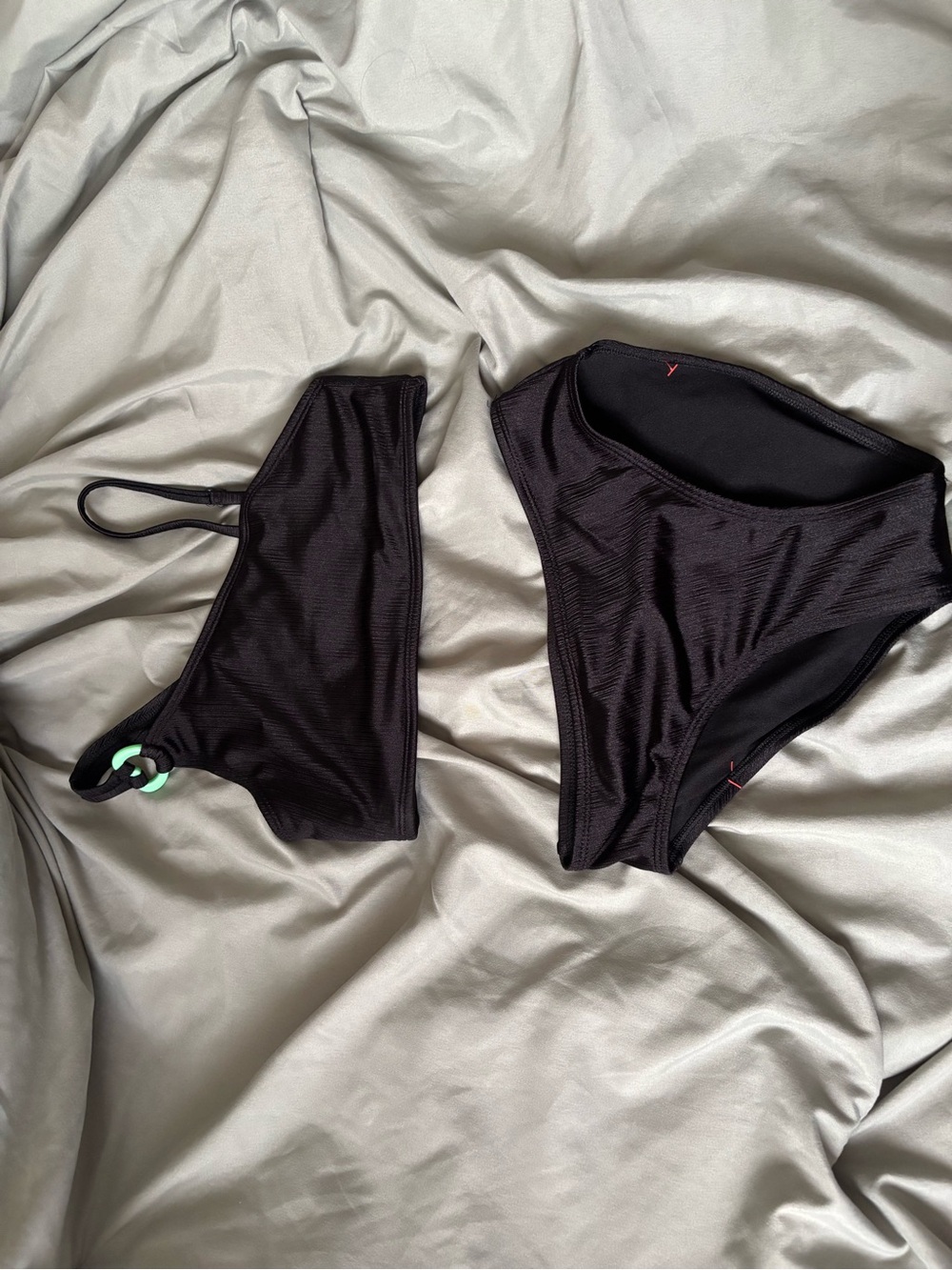 Cat & Jack Black Bikini Bottom and Top Set with Green Accent